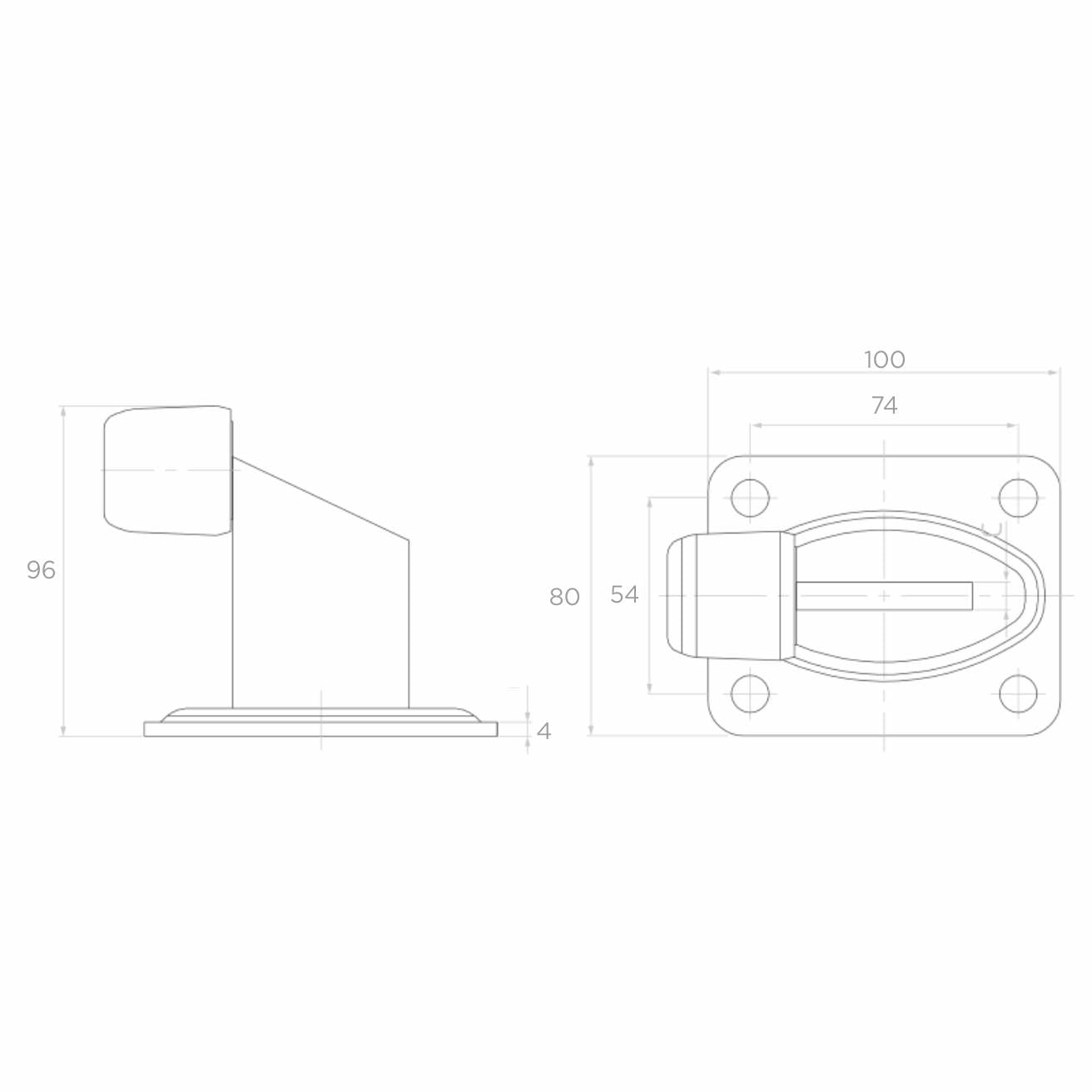 Opritor pentru poarta cu placa de 100x80 mm