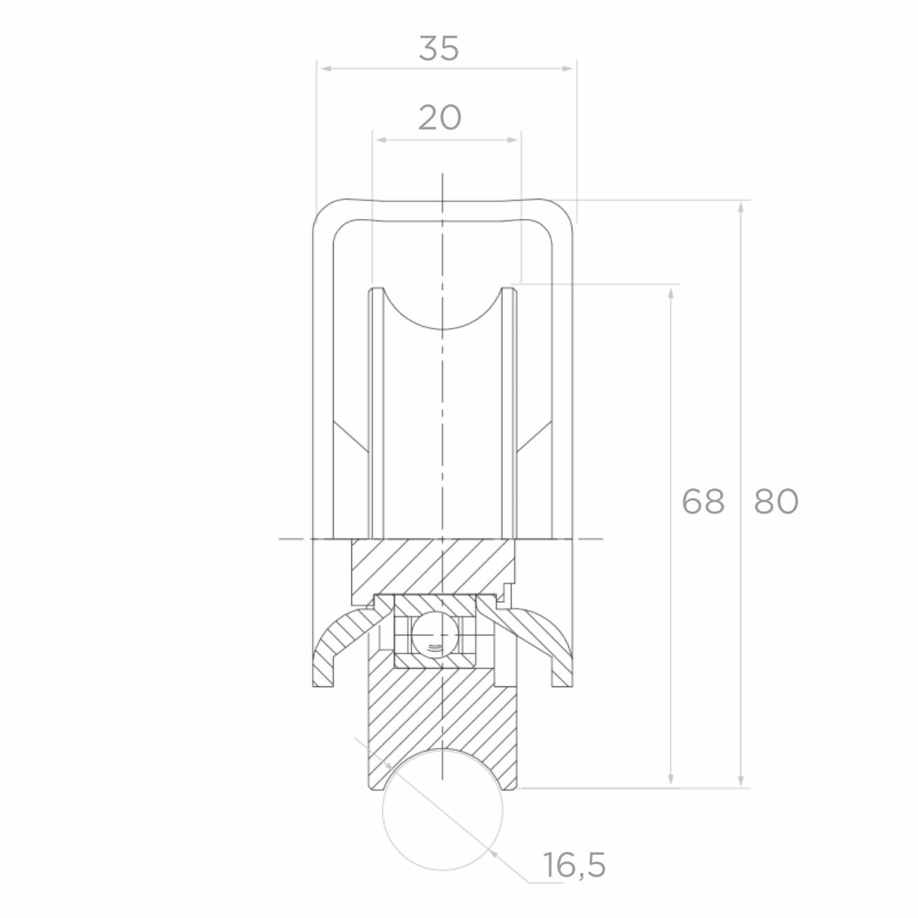Rola pentru poarta culisanta model U, D=68 mm