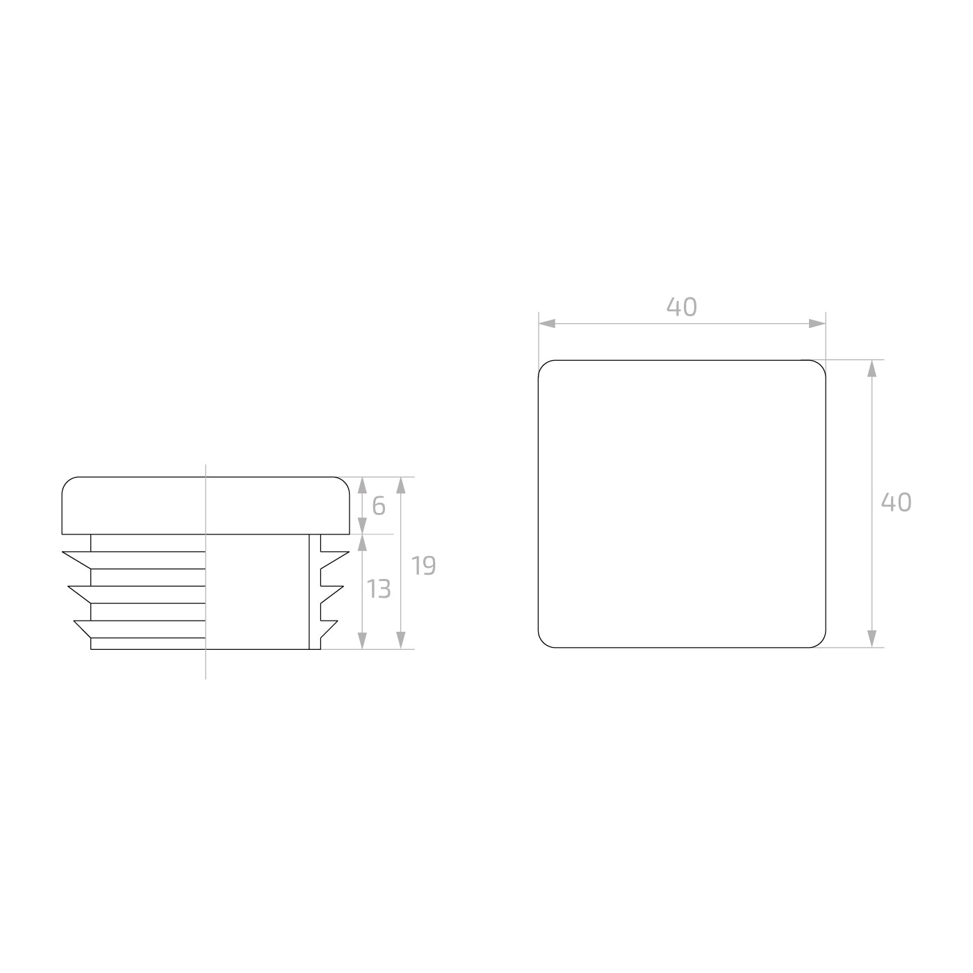 Capac plastic 40x40mm