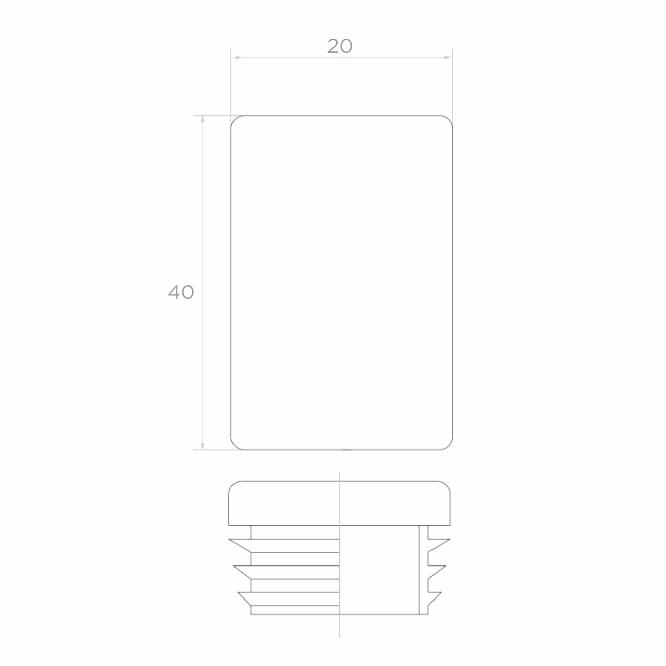 Capac plastic 40x20 mm