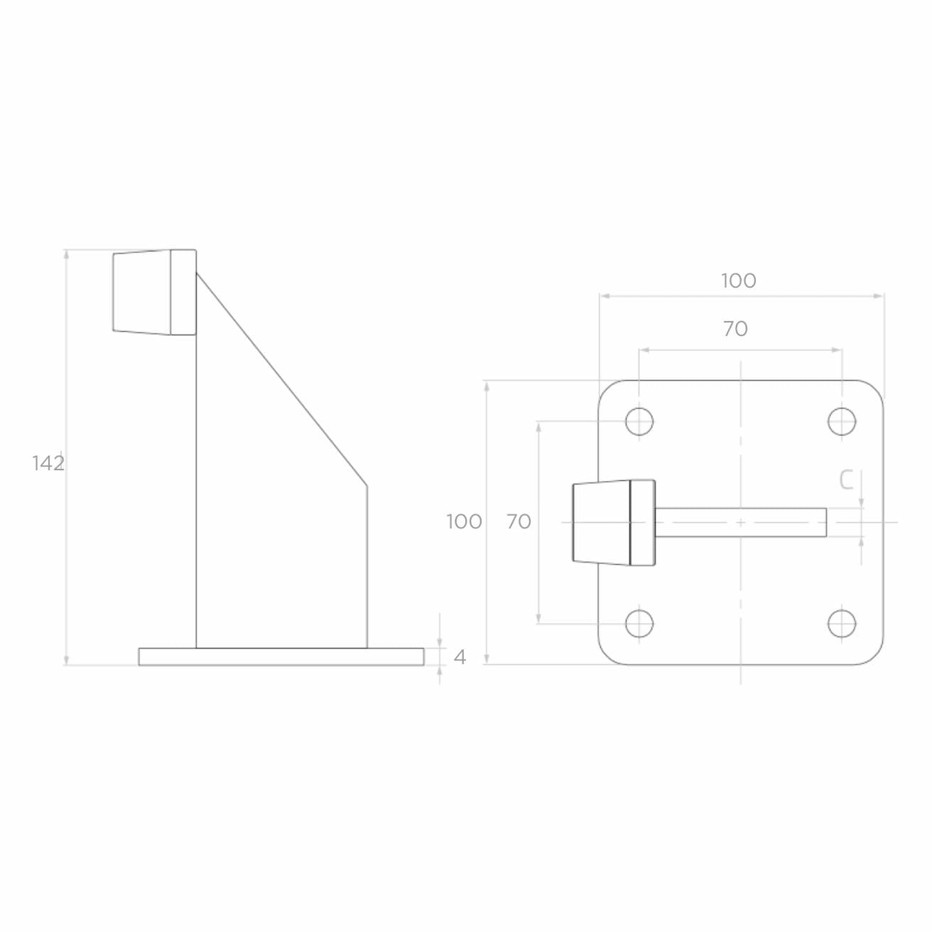Opritor pentru poarta cu placa de 100x100 mm