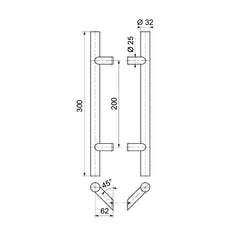 Set maner D=32 mm , 300 mm, negru